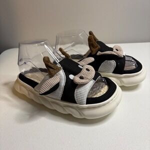 Fluffy Cow Slippers Slides Indoor Outdoor Cozy Plush Womens Size 36-37
